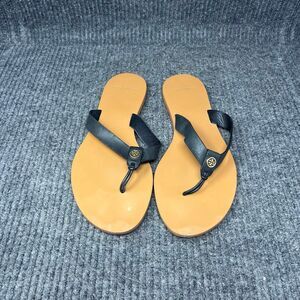 Tory Burch Manon Leather Thong Sandals Flip Flops Black Brown Leather Women’s 9